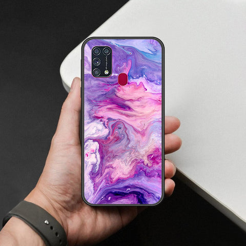 Samsung Galaxy M21s Cover - Colorful Marble Series - HQ Ultra Shine Premium Infinity Glass Soft Silicon Borders Case