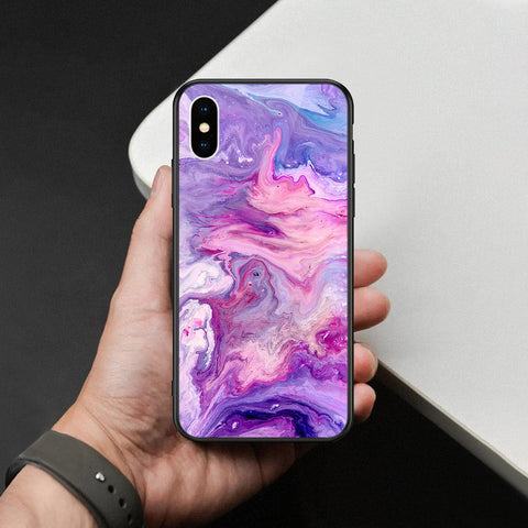 iPhone XS / X - Colorful Marble Series - HQ Ultra Shine Premium Infinity Glass Soft Silicon Borders Case
