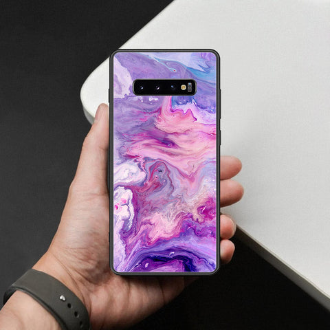 Samsung Galaxy S10 Plus Cover - Colorful Marble Series - HQ Ultra Shine Premium Infinity Glass Soft Silicon Borders Case