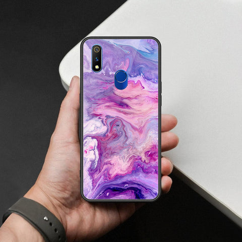 Realme 3 Pro Cover - Colorful Marble Series - HQ Ultra Shine Premium Infinity Glass Soft Silicon Borders Case