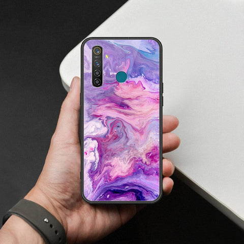 Realme 5 Pro Cover - Colorful Marble Series - HQ Ultra Shine Premium Infinity Glass Soft Silicon Borders Case