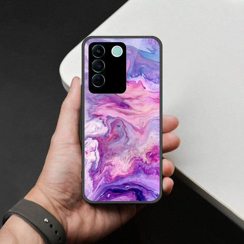 Vivo V27e Cover - Colorful Marble Series - HQ Ultra Shine Premium Infinity Glass Soft Silicon Borders Case