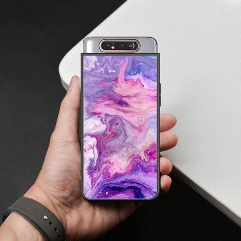 Samsung Galaxy A80 Cover - Colorful Marble Series - HQ Ultra Shine Premium Infinity Glass Soft Silicon Borders Case