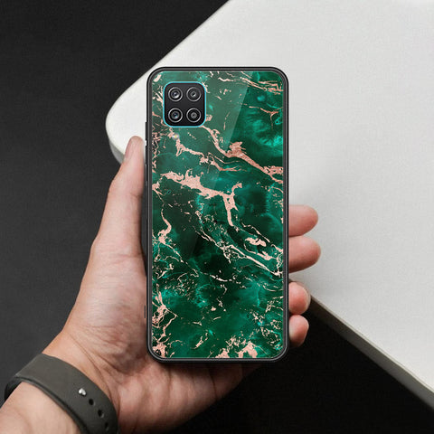 Samsung Galaxy A12 Cover - Colorful Marble Series - HQ Ultra Shine Premium Infinity Glass Soft Silicon Borders Case