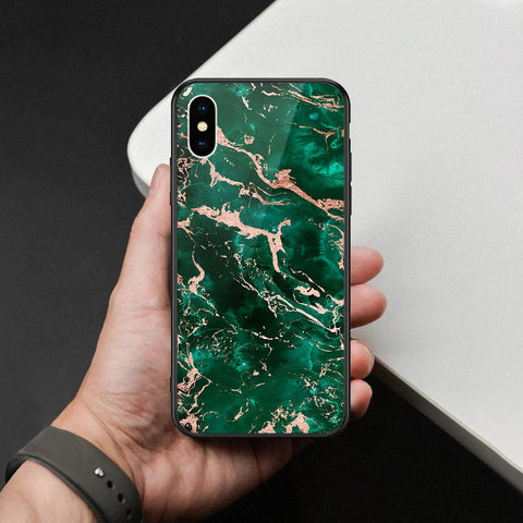 iPhone XS / X - Colorful Marble Series - HQ Ultra Shine Premium Infinity Glass Soft Silicon Borders Case
