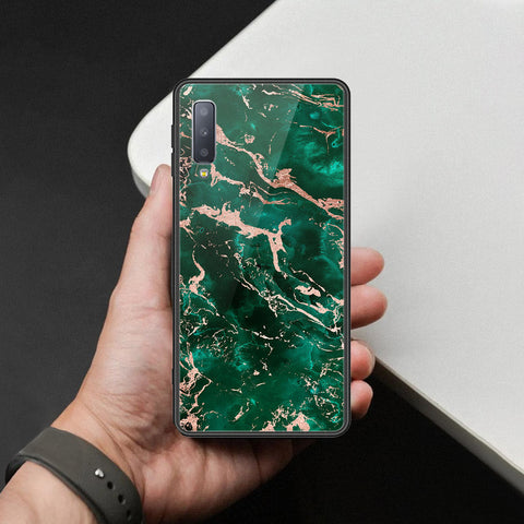 Samsung Galaxy A7 2018 Cover - Colorful Marble Series - HQ Ultra Shine Premium Infinity Glass Soft Silicon Borders Case