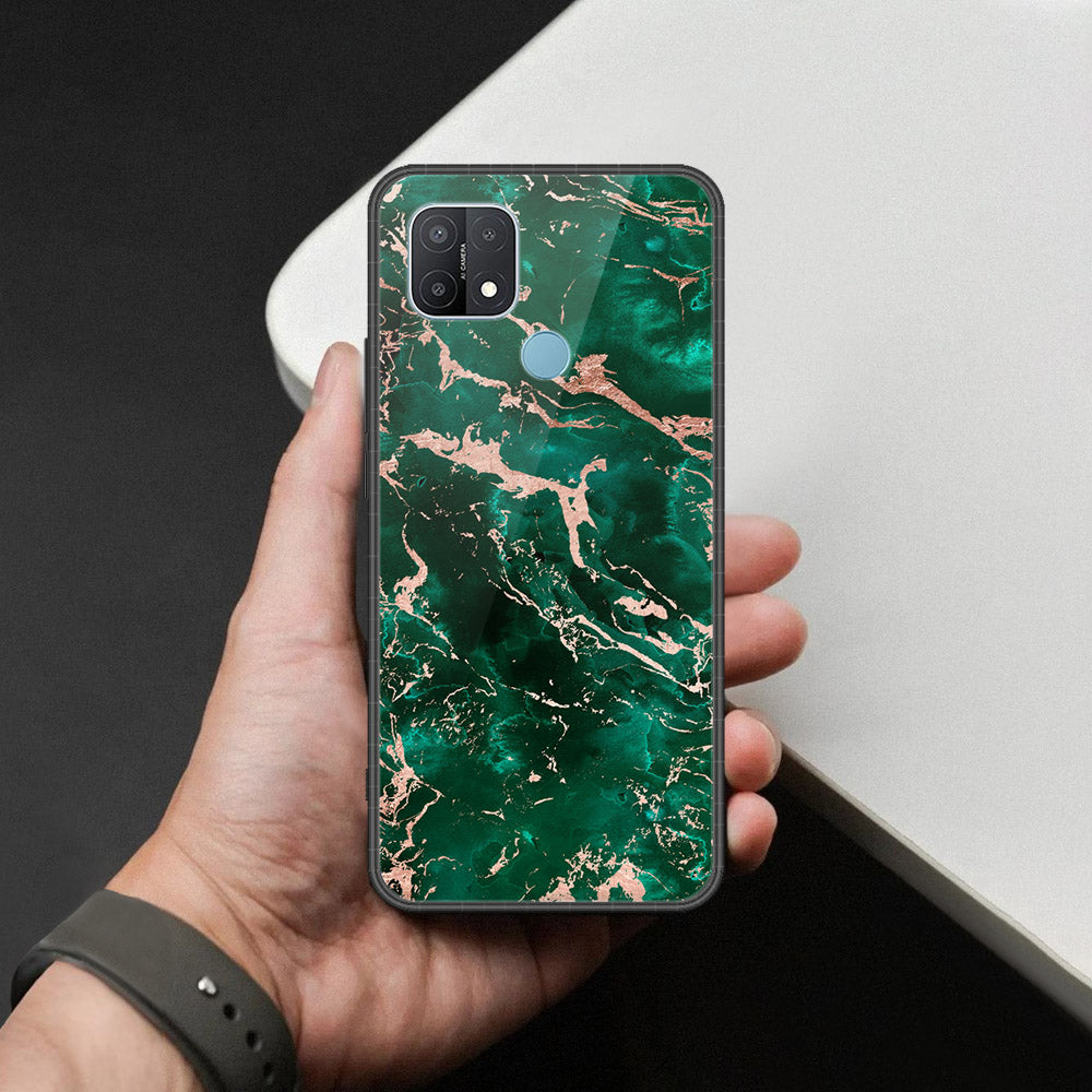 Oppo A15s Cover - Colorful Marble Series - HQ Ultra Shine Premium Infinity Glass Soft Silicon Borders Case (Fast Delivery)