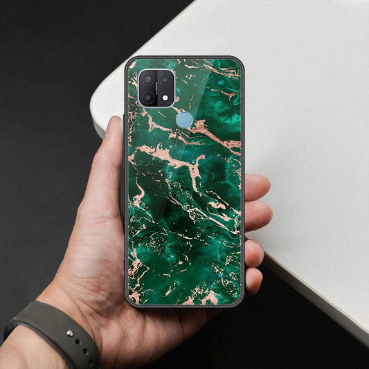 Oppo A15s Cover - Colorful Marble Series - HQ Ultra Shine Premium Infinity Glass Soft Silicon Borders Case (Fast Delivery)