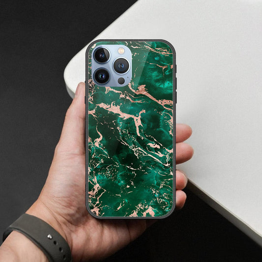 iPhone 14 Pro Cover - Colorful Marble Series - HQ Ultra Shine Premium Infinity Glass Soft Silicon Borders Case (Fast Delivery)
