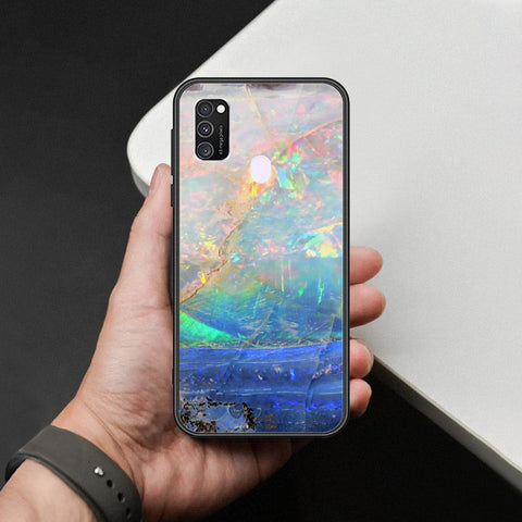 Samsung Galaxy M21 Cover - Colorful Marble Series - HQ Ultra Shine Premium Infinity Glass Soft Silicon Borders Case