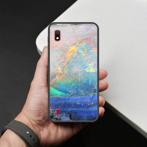 Samsung Galaxy A10 Cover - Colorful Marble Series - HQ Ultra Shine Premium Infinity Glass Soft Silicon Borders Case