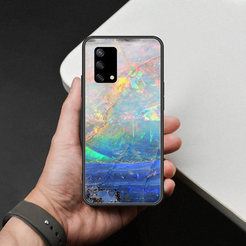Oppo A95 Cover - Colorful Marble Series - HQ Ultra Shine Premium Infinity Glass Soft Silicon Borders Case
