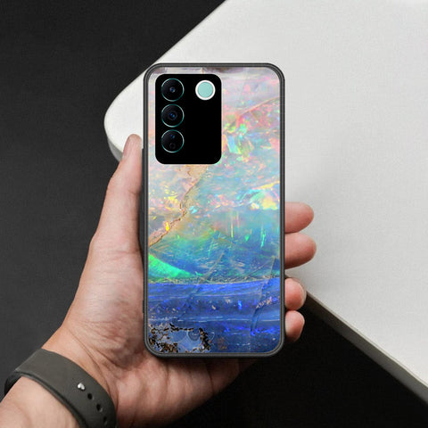 Vivo V27e Cover - Colorful Marble Series - HQ Ultra Shine Premium Infinity Glass Soft Silicon Borders Case