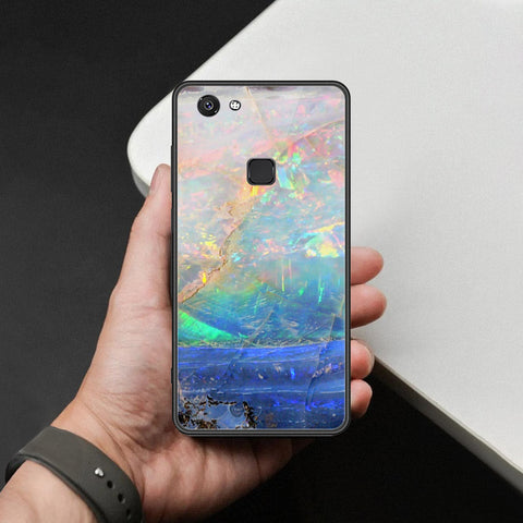 Vivo V7 Cover - Colorful Marble Series - HQ Ultra Shine Premium Infinity Glass Soft Silicon Borders Case