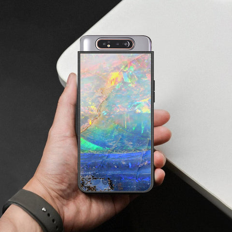 Samsung Galaxy A80 Cover - Colorful Marble Series - HQ Ultra Shine Premium Infinity Glass Soft Silicon Borders Case