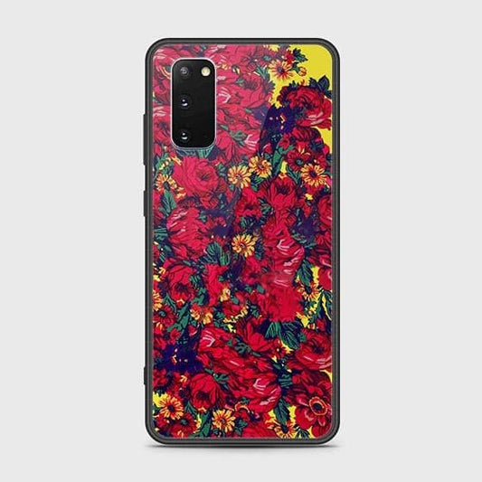 Samsung Galaxy S20 Cover - Floral Series - D30 -HQ Ultra Shine Premium Infinity Glass Soft Silicon Borders Case ( Fast Delivery )