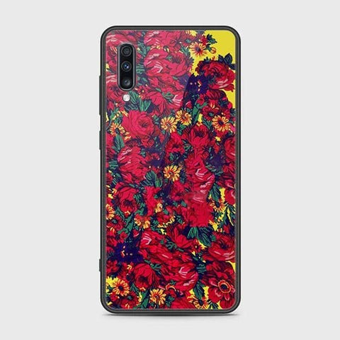 Samsung Galaxy A70s Cover - Floral Series - HQ Ultra Shine Premium Infinity Glass Soft Silicon Borders Case