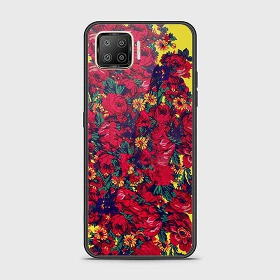 Oppo A93 Cover - Floral Series - D371 - HQ Ultra Shine Premium Infinity Glass Soft Silicon Borders Case ( Fast Delivery )