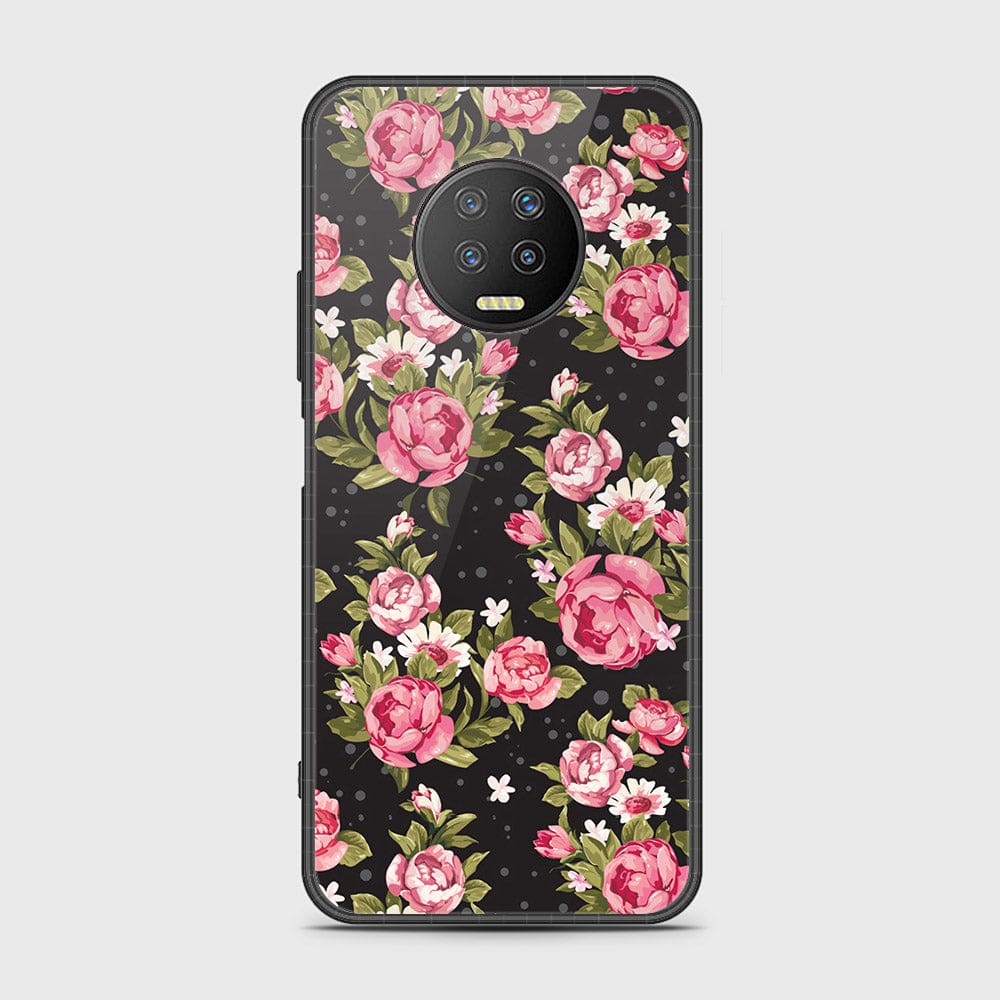 Infinix Note 7 Cover- Floral Series - D44 - HQ Ultra Shine Premium Infinity Glass Soft Silicon Borders Case ( Fast Delivery )