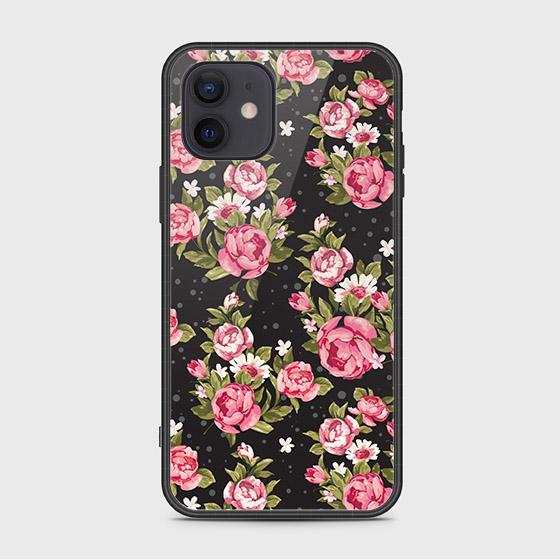 iPhone 12 Cover - Floral Series - HQ Ultra Shine Premium Infinity Glass Soft Silicon Borders Case(Fast Delivery)