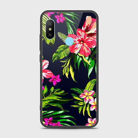 Xiaomi Redmi Note 6 Cover - Floral Series - HQ Ultra Shine Premium Infinity Glass Soft Silicon Borders Case