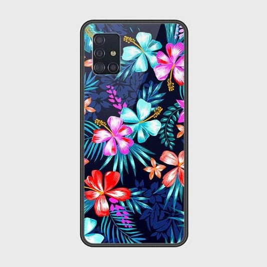 Samsung Galaxy A51 Cover - Floral Series -D389  - HQ Ultra Shine Premium Infinity Glass Soft Silicon Borders Case ( Fast Delivery)