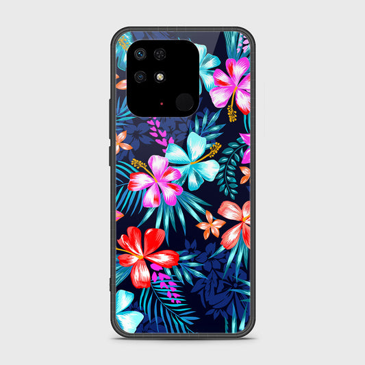 Xiaomi Redmi 10C Cover- Floral Series - D2 - HQ Ultra Shine Premium Infinity Glass Soft Silicon Borders Case ( Fast deleivery )