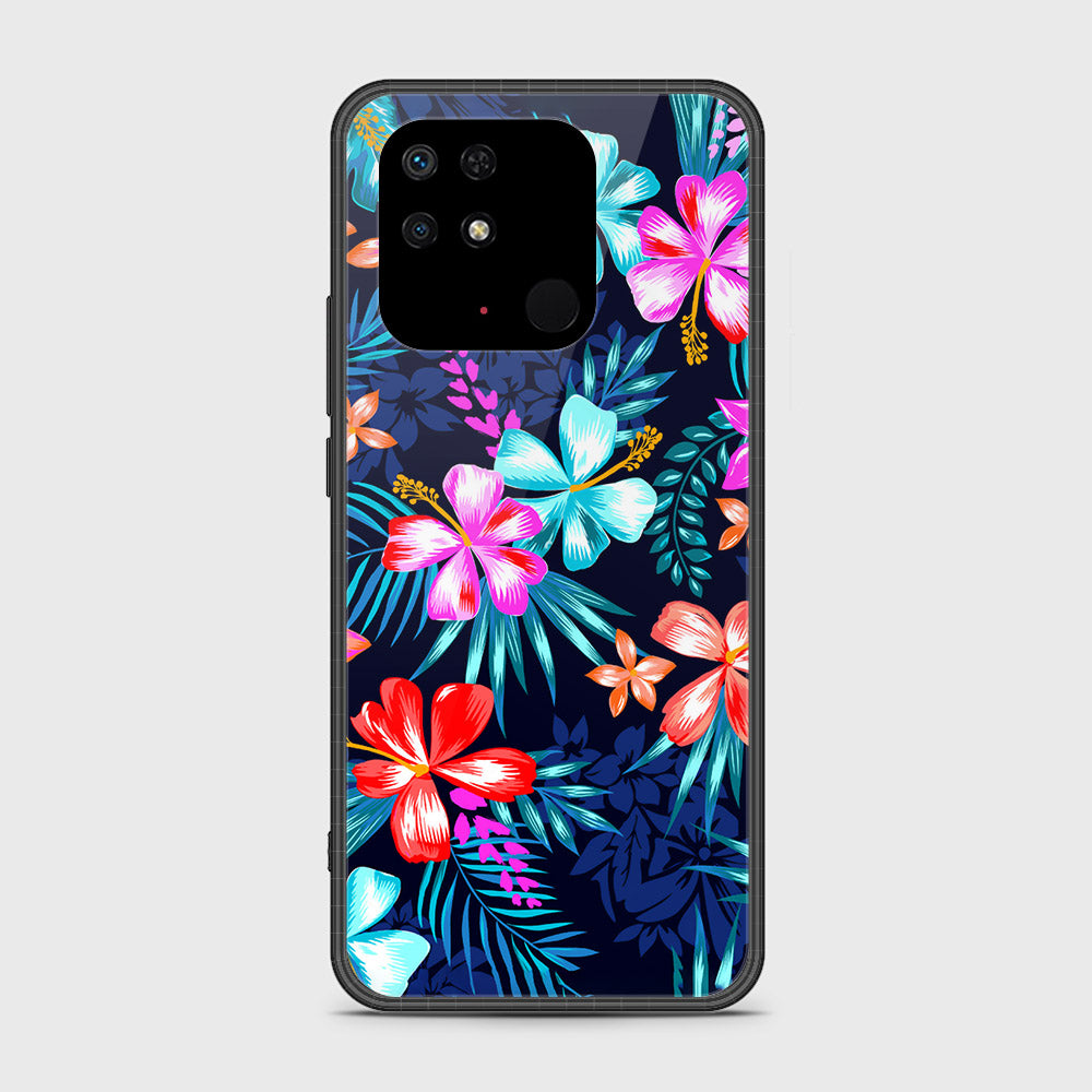 Xiaomi Redmi 10C Cover- Floral Series - D19 - HQ Ultra Shine Premium Infinity Glass Soft Silicon Borders Case ( Fast Delivery )