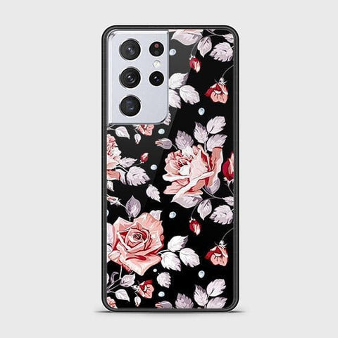 Samsung Galaxy S21 Ultra 5G Cover - Floral Series - D26 - HQ Ultra Shine Premium Infinity Glass Soft Silicon Borders Case ( Fast Delivery )