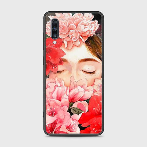 Samsung Galaxy A70s Cover - Floral Series - HQ Ultra Shine Premium Infinity Glass Soft Silicon Borders Case