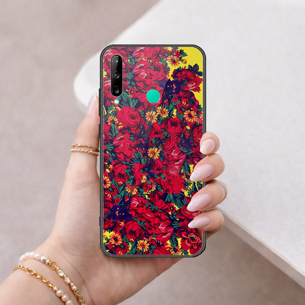 Huawei Y7P Cover - Floral Series - HQ Ultra Shine Premium Infinity Glass Soft Silicon Borders Case