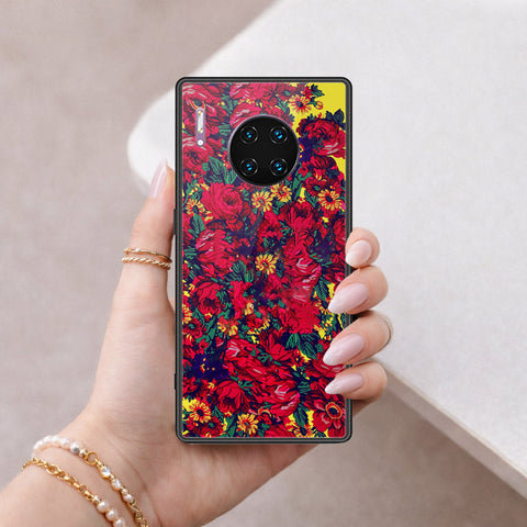 Huawei Mate 30 Pro Cover - Floral Series - HQ Ultra Shine Premium Infinity Glass Soft Silicon Borders Case