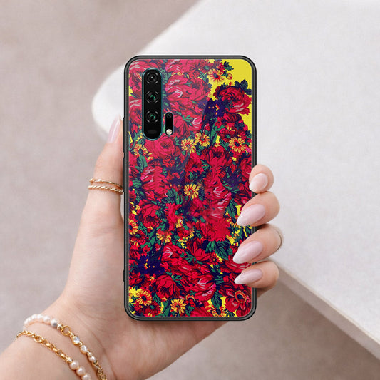 Honor 20 Pro Cover - Floral Series - HQ Ultra Shine Premium Infinity Glass Soft Silicon Borders Case