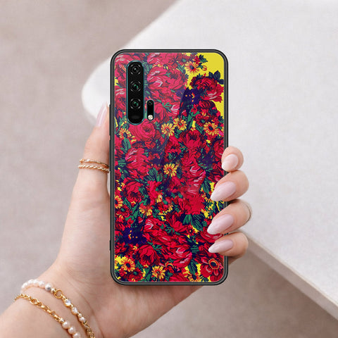 Honor 20 Pro Cover - Floral Series - HQ Ultra Shine Premium Infinity Glass Soft Silicon Borders Case