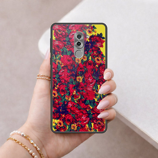 Huawei Honor 6X Cover - Floral Series - HQ Ultra Shine Premium Infinity Glass Soft Silicon Borders Case