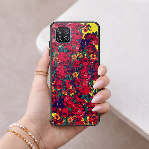 Samsung Galaxy A12 Cover - Floral Series - HQ Ultra Shine Premium Infinity Glass Soft Silicon Borders Case