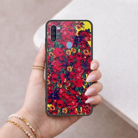 Samsung Galaxy M11 Cover - Floral Series - HQ Ultra Shine Premium Infinity Glass Soft Silicon Borders Case