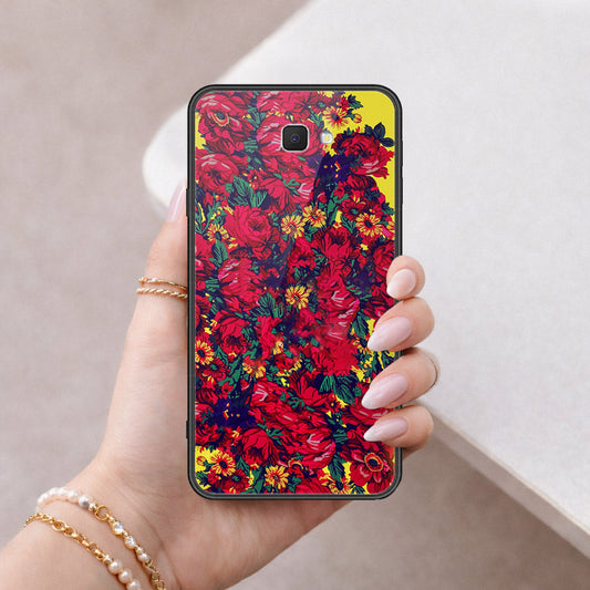 Samsung Galaxy J7 Prime Cover - Floral Series - HQ Ultra Shine Premium Infinity Glass Soft Silicon Borders Case