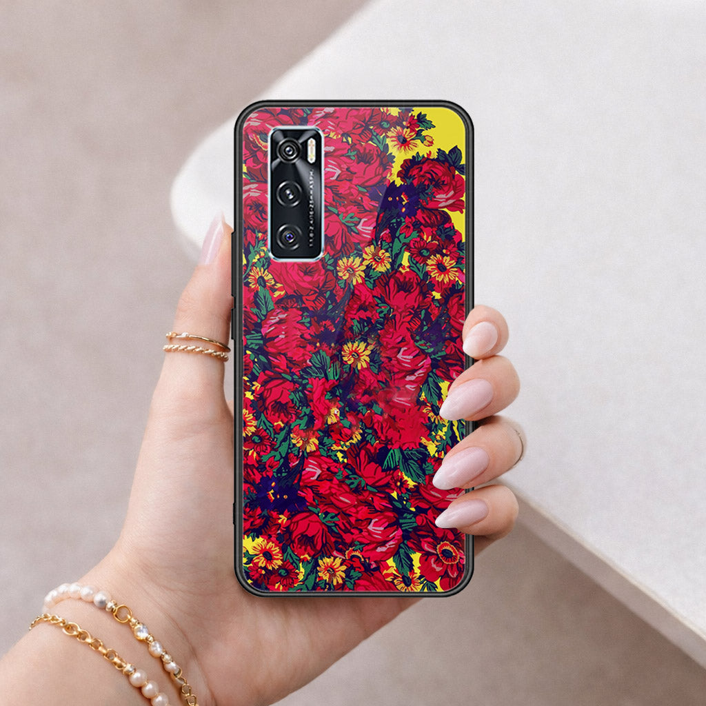 Vivo V20 SE Cover - Floral Series - HQ Ultra Shine Premium Infinity Glass Soft Silicon Borders Case