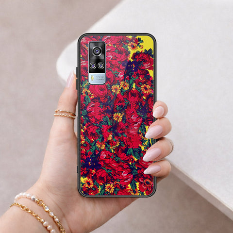 Vivo Y51 (2020 December) Cover - Floral Series - HQ Ultra Shine Premium Infinity Glass Soft Silicon Borders Case