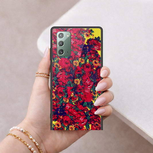 Samsung Galaxy Note 20 Cover - Floral Series - HQ Ultra Shine Premium Infinity Glass Soft Silicon Borders Case