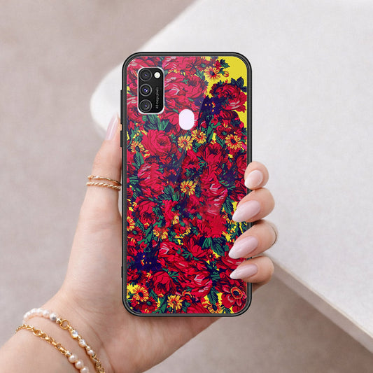 Samsung Galaxy M30s Cover - Floral Series - HQ Ultra Shine Premium Infinity Glass Soft Silicon Borders Case
