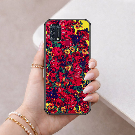 Samsung Galaxy M31 Cover - Floral Series - HQ Ultra Shine Premium Infinity Glass Soft Silicon Borders Case