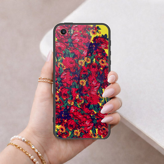 iPhone SE / 5s / 5 - Floral Series - HQ Ultra Shine Premium Infinity Glass Soft Silicon Borders Case