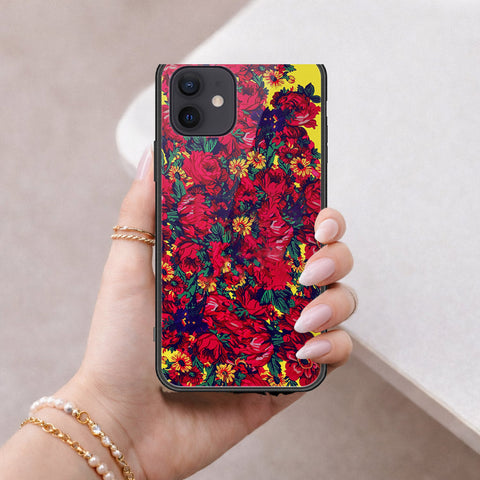 iPhone 12 - Floral Series - HQ Ultra Shine Premium Infinity Glass Soft Silicon Borders Case