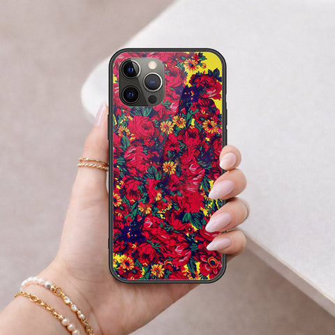 iPhone 12 Pro Max - Floral Series - HQ Ultra Shine Premium Infinity Glass Soft Silicon Borders Case
