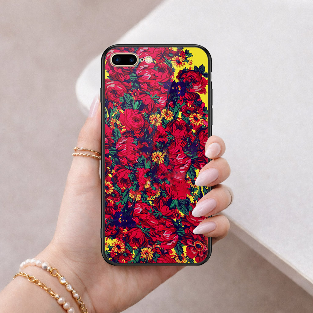 iPhone 8 Plus / 7 Plus - Floral Series - HQ Ultra Shine Premium Infinity Glass Soft Silicon Borders Case