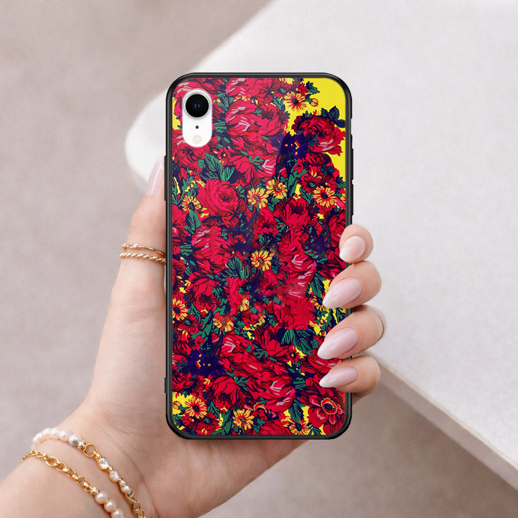 iPhone XR - Floral Series - HQ Ultra Shine Premium Infinity Glass Soft Silicon Borders Case