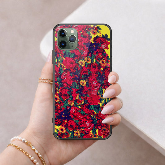 iPhone 11 Pro - Floral Series - HQ Ultra Shine Premium Infinity Glass Soft Silicon Borders Case
