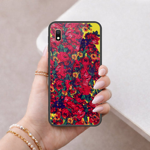 Samsung Galaxy A10 Cover - Floral Series - HQ Ultra Shine Premium Infinity Glass Soft Silicon Borders Case